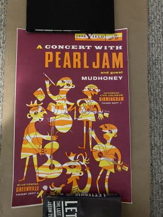 1998 Pearl Jam Ames Birmingham/greenville Poster.  Rare.  Only 350 Exist