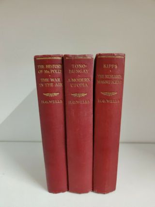 3 X Antique H.  G.  Wells Books - Odhams Press Ltd (ct)
