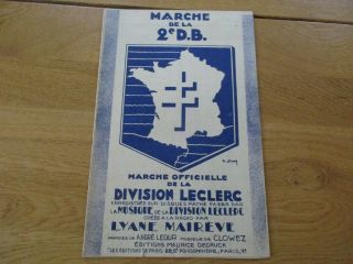 Rare Marche De La 2é Db Division Leclerc Partition Lyane Maireve 1946