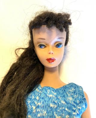 1960 No.  3 Ponytail Barbie Doll Rare Blue Eyeliner Red Nail Polish 4