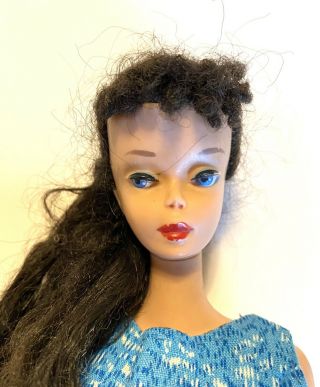 1960 No.  3 Ponytail Barbie Doll Rare Blue Eyeliner Red Nail Polish 5