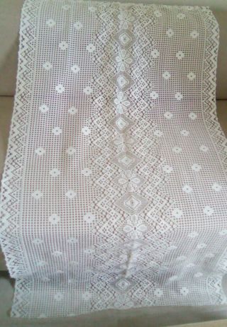 French Vintage Long White Lace Curtain Panel