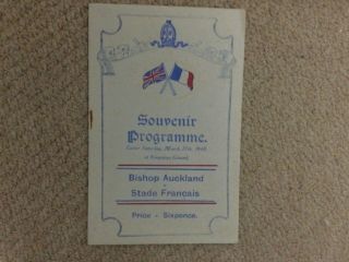 Rare Friendly Programme From 1948 Bishop Auckland V Stade Francais