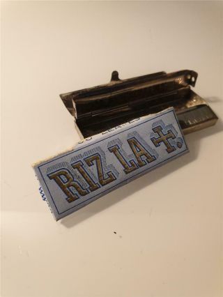 Rare vintage tin Rizla Rolling Papers Holder & old papers 3
