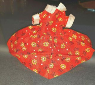 Vintage 8 " Sandra Sue Richwood Red Floral Print Doll Dress Rare Hard To Find