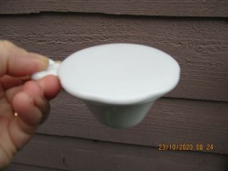 An Antique Vintage White Porcelain Dairy Strainer Drainer with Cover - 8 cm Diam. 2