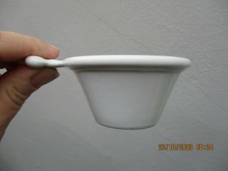 An Antique Vintage White Porcelain Dairy Strainer Drainer with Cover - 8 cm Diam. 3