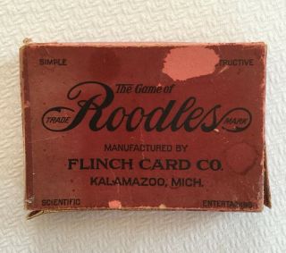 Antique 1912 Game Of Roodles Card Game - Box,  Cards And Directions