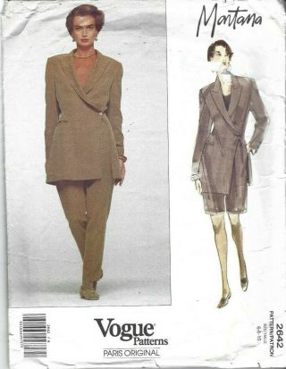 Vogue Designer Sewing Pattern 2642 Montana,  Jacket Shorts Pants Size 6 - 10,  Rare