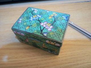 C1880 - 1919 Chinese Cloisonne Lidded Box - With Rare Hinge
