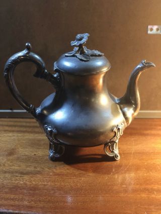 Antique Victorian/ Edwardian Silver Plate Teapot With Good Finial