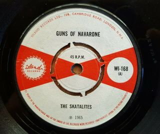 The Skatalites Guns Of Navarone Vinyl 7 " Island Wi168 Very Rare Ska 1965
