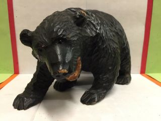 Antique Signed In Russian “1921 МОСКВА” Wooden Hand Carved Black Forest Bear.