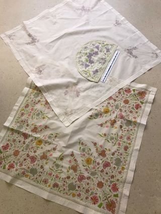 Antique / Vintage Embroidered Linens:tea Cosy Cover,  2 X Tablecloths.  Art Nouveau