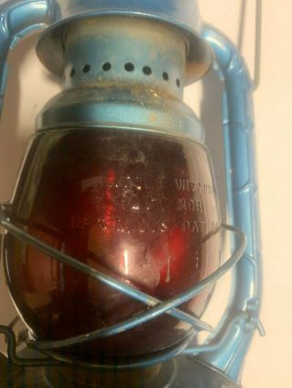 Antique Dietz Little Wizard Railroad Lantern Loc Nob Syracuse NY Red Globe 2