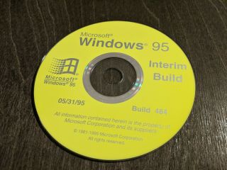 Ultra Rare: Microsoft Windows 95 Codename Chicago Interim Build 484 Beta Cd