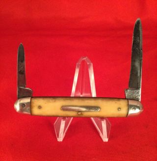 Vintage Buck Cutlery Bone Pocket Knife Early Rare Old Antique Knife.