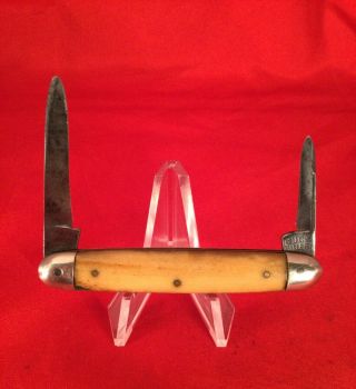 Vintage Buck cutlery bone pocket knife early rare old antique knife. 2