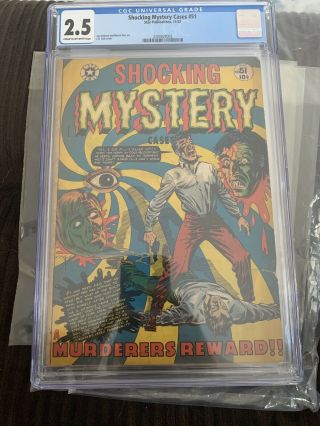 Shocking Mystery Cases 51 - Cgc 2.  5 Star 1952 Rare Golden Age Horror