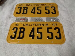 1947 California Car License Plate Pair,  Restored 3b 45 53 Rare Clear D M V.