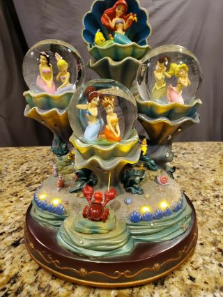 Disney The Little Mermaid Musical Snowglobe Rare.  Daughters Of Triton,  Lights Up