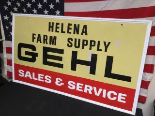 Rare.  Vintage Gehl Helena Farm Supply Sales And Service Metal Sign John Deere.