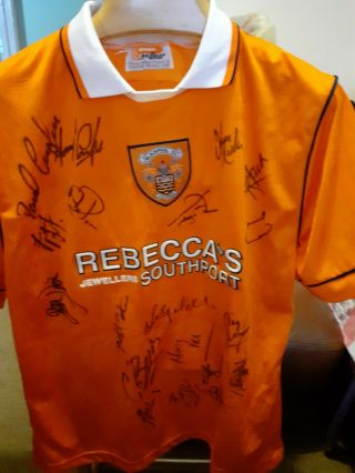 Rare Old Blackpool 1995 Football Shirt Size Adults Large Squad Signed