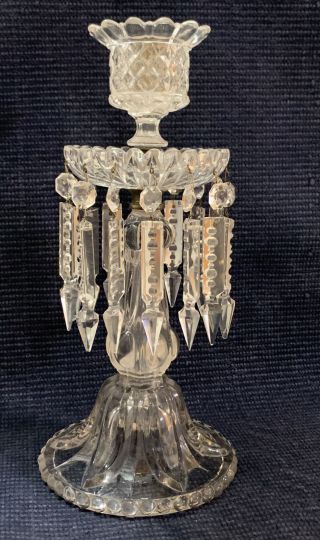 Rare Baccarat French Candle Candlestick Bobeche Prisms Candelabra Very Antique