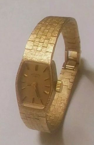 Ladies Vintage Gold Plated Rotary 17 Jewel Mechanical Bracelet Watch.