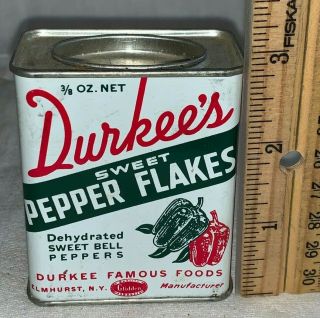 Antique Durkees Pepper Flakes Tin Litho Spice Can Cleveland Oh Old Grocery Store
