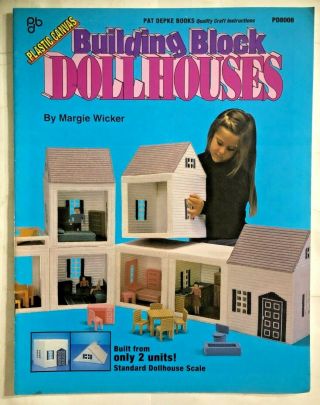 Building Block Dollhouses Doll House Furniture Plastic Canvas Patterns Book Rare