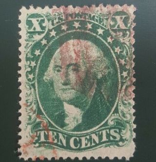 Us Sc 34 Green Type Iv W/ Magenta And Red Cancels.  Rare Scott $4,  600.