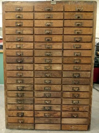Rare Antique Vintage Wooden Oak Machinist Apothecary 104 Drawer Cabinet