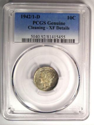 1942/1 - D Mercury Dime 10C - PCGS XF Details (EF) - Rare Overdate Variety Coin 2