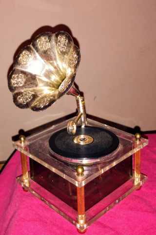 Vintage Wind Up Music Box Victrola Record Player Rare Love Story Musical Turns