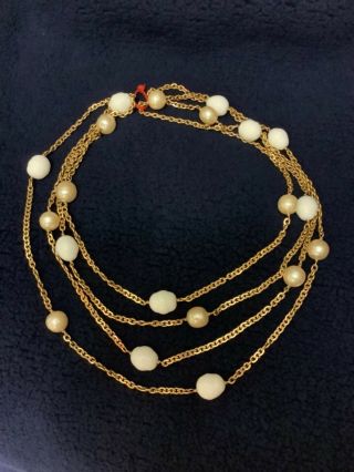Rare Vintage Chanel ‘93p Glass Pearl 96” Necklace