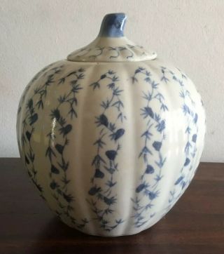 Vintage/antique Chinese Blue/white Ceramic Pumpkin/ginger Jar Stamped