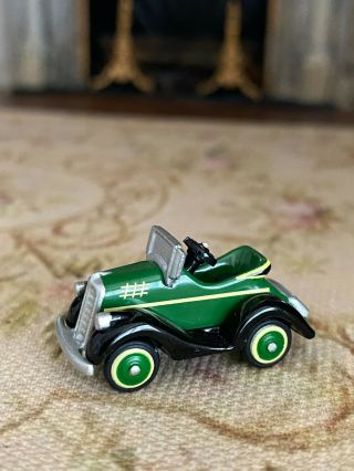 Vintage Dollhouse Miniature Green 1920s Toy Car Christmas Gift Shelf Sitter 3