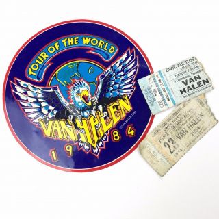 Rare Vintage Van Halen Sticker 1984 Tour Of The World,  Concert Ticket Stubs