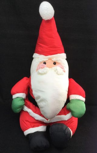 Santa Claus Red Green Gloves Polyester Anco Christmas Plush 20 " Vintage 1992 Toy