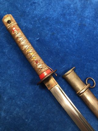 Rare Ww2 Japanese Nco Sword W/ Matching Numbers Scabbard 609