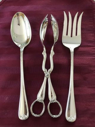 Gorham " Heritage " Italian Silverplate Large Serving Fork/spoon/scissor Tongs