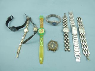 Joblot Of Vintage Watches Incl Citizen,  Swatch,  Accurist Etc For Spares / Repair
