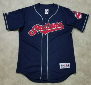 Rare Vintage Cleveland Indians Majestic Mlb Baseball Jersey Chief Wahoo Classic