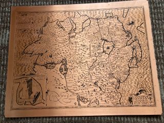 Vintage Copper Etched Map The Province Of Ulster 15 In X 12 Ins