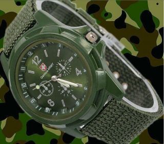 Militär Uhr Armbanduhr Herren Schweizer Armee Stoff - Uhrenband - Grün Militär