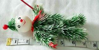 RARE VINTAGE PLASTIC GREEN WHITE BENDABLE HAPPY SNOWMAN CHRISTMAS ORNAMENT DECOR 3