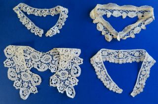A Victorian Brussels Lace Collar & Three Honiton Lace Collars