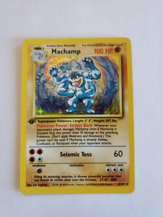 1999 Pokemon 1st Edition Base Set - Machamp - Holo Foil Rare Card 8/102 Nm Look