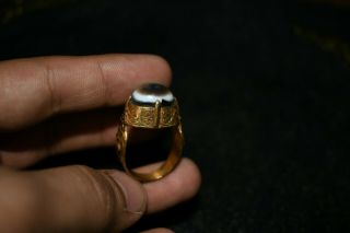A Very Old Rare Ancient Bactrian 20k,  Gold Ring With Soliamani Hakik Stone